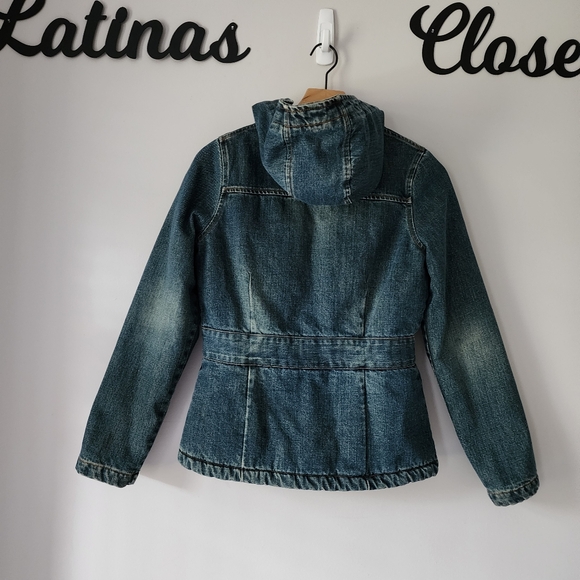 Vintage Old Navy Denim Sherpa Full Zipper Buttons Jacket Coat Size Women's XS - Picture 3 of 10